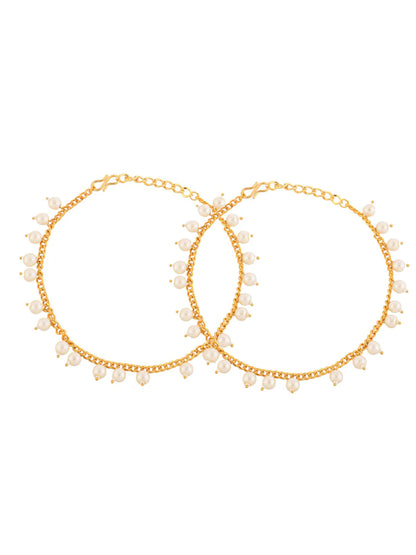 Teejh Kasturi Pearl and Gold Anklets