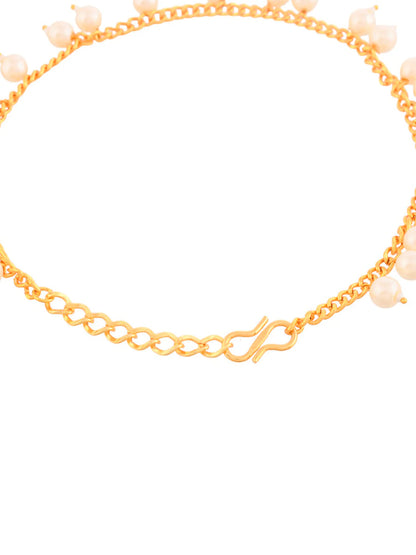 Teejh Kasturi Pearl and Gold Anklets