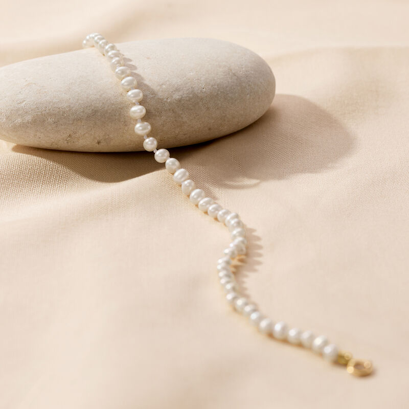 4-4.5mm Cultured Pearl Anklet with 14kt Yellow Gold. 9"