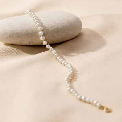 4-4.5mm Cultured Pearl Anklet with 14kt Yellow Gold. 9"