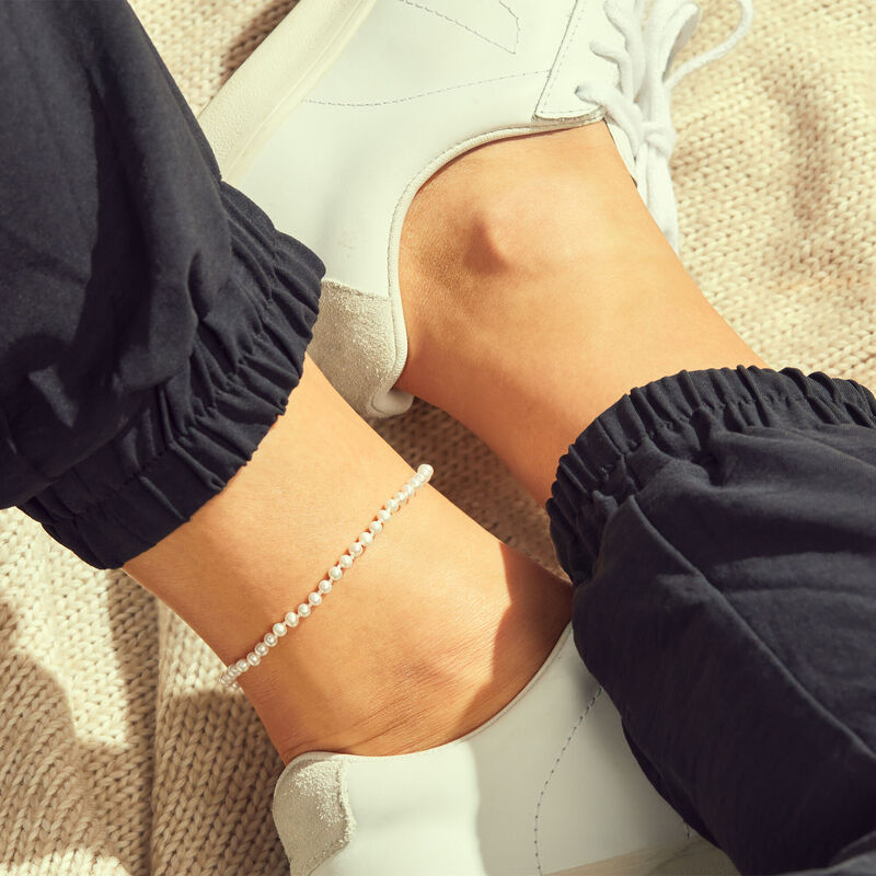 4-4.5mm Cultured Pearl Anklet with 14kt Yellow Gold. 9"