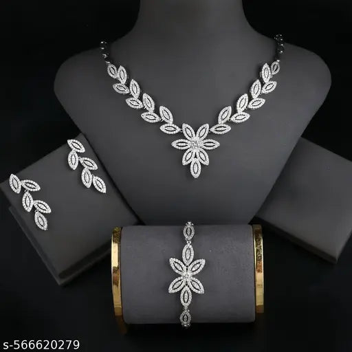 Premium Jewellery Set for Women | Bridal Necklace, Earrings & Bracelet Combo | Wedding & Party Wear | Stylish & Design