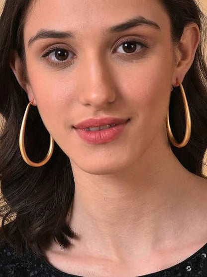 Aura Gold Toned Contemporary Hoop Earrings