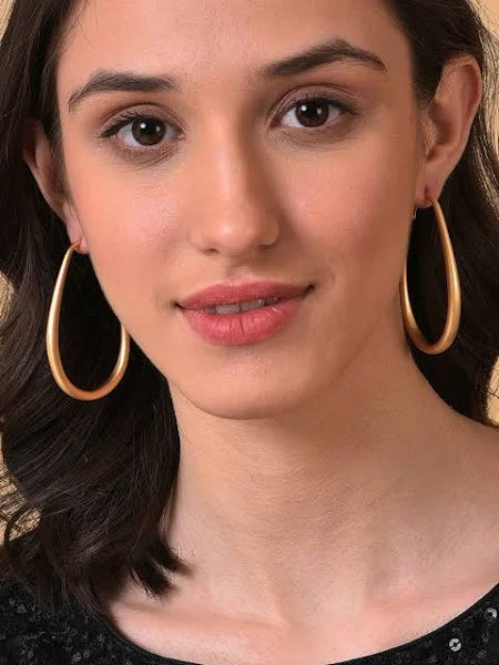 Aura Gold Toned Contemporary Hoop Earrings