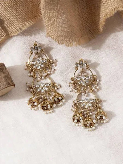 Aura Women's Traditional Wedding Kundan Drop Earrings