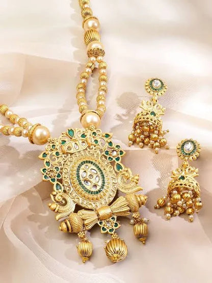 Rubans Kundan Studded Necklace Set